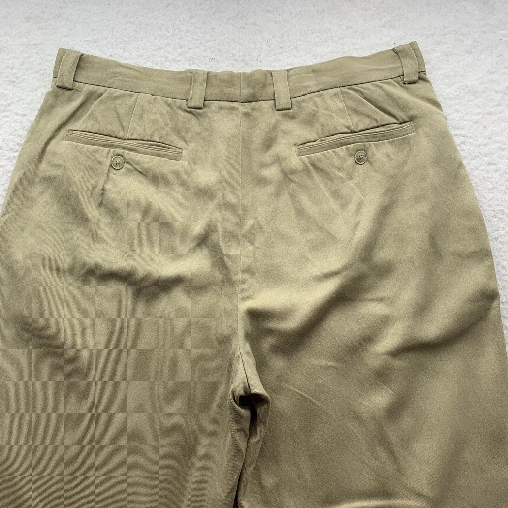 Tommy Bahama Silk Pants Mens 35x31 (Tag 35x34) Trouser Hemmed Pleated Tan Dad - Picture 7 of 15